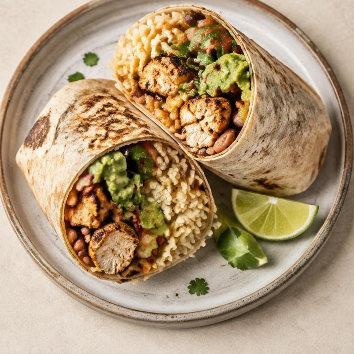 Illustrative Chicken Guacamole Burrito