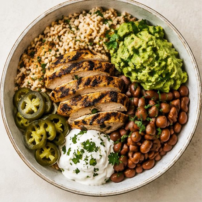 Illustrative Chicken Guacamole Bowl
